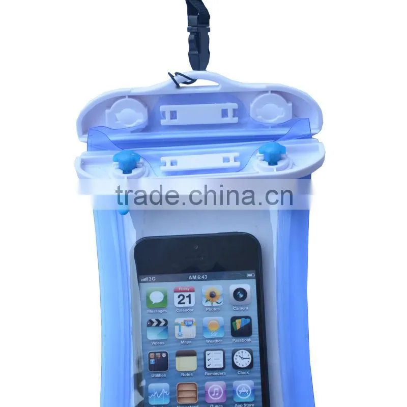 Waterproof PVC Phone Diving Bag With ABS ButtonS Within 10m Deep