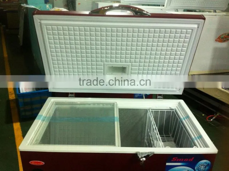 red wine color chest freezer 100~800L with lock&key
