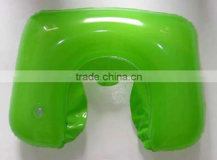 High Quality Neck Pillow,U Shape Inflatable Pillow,Custom PVC + Flocking Inflatable Travel Pillow