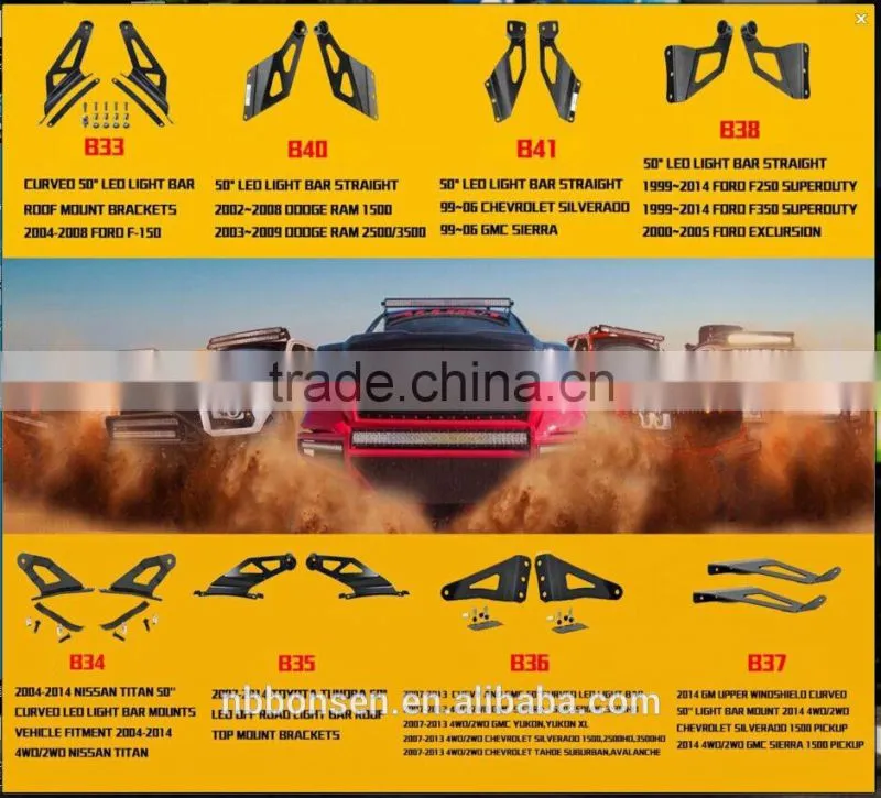 2015 car accessory offroad led light bar bracket work light mount