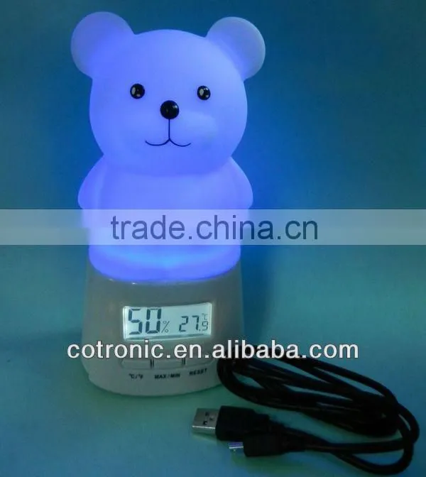 CE RoHs approval Digital thermometer-Hygrometer Touch on/off Night light