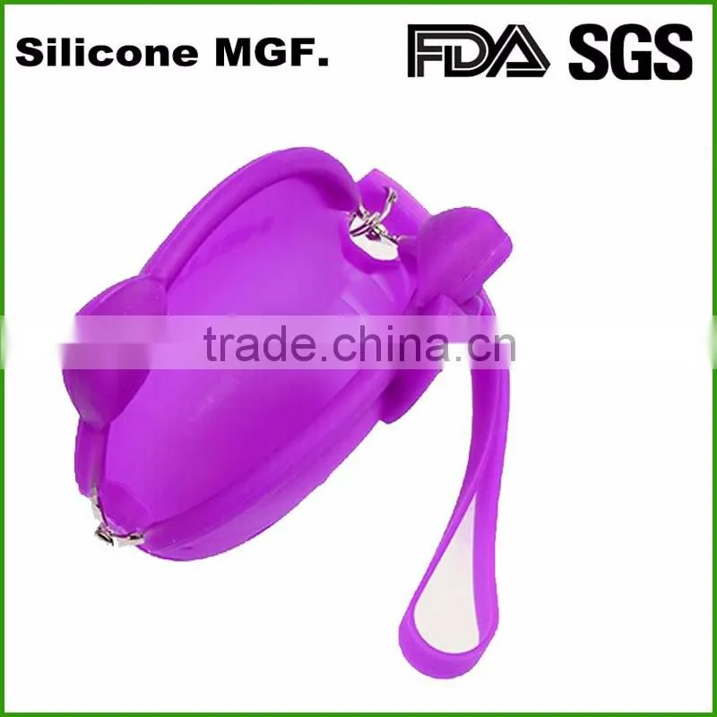 Nice quality cute cartoon cat design silicone coin purse case with ropes