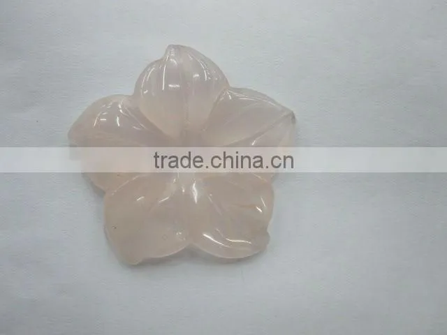 Rose Quartz carved five-petal flower