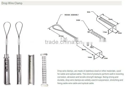 universal messenger drop cable clamp