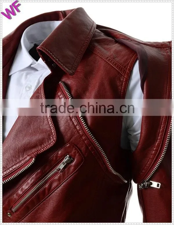 Custom Hight Quality European Mens Fashion Leather Waterproof Jacket Motorcycle Jacket