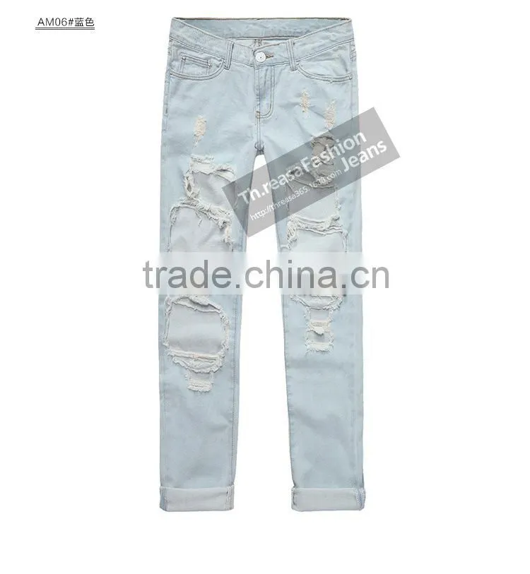 Best selling Hollow Out Hole brands Jean Pants For Women Boy Friend European Pattern Loose Clothing womens jeans wholesale china