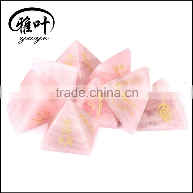 Wholesale fengshui crystal pyramid reiki chakra healing rose quartz pyramids