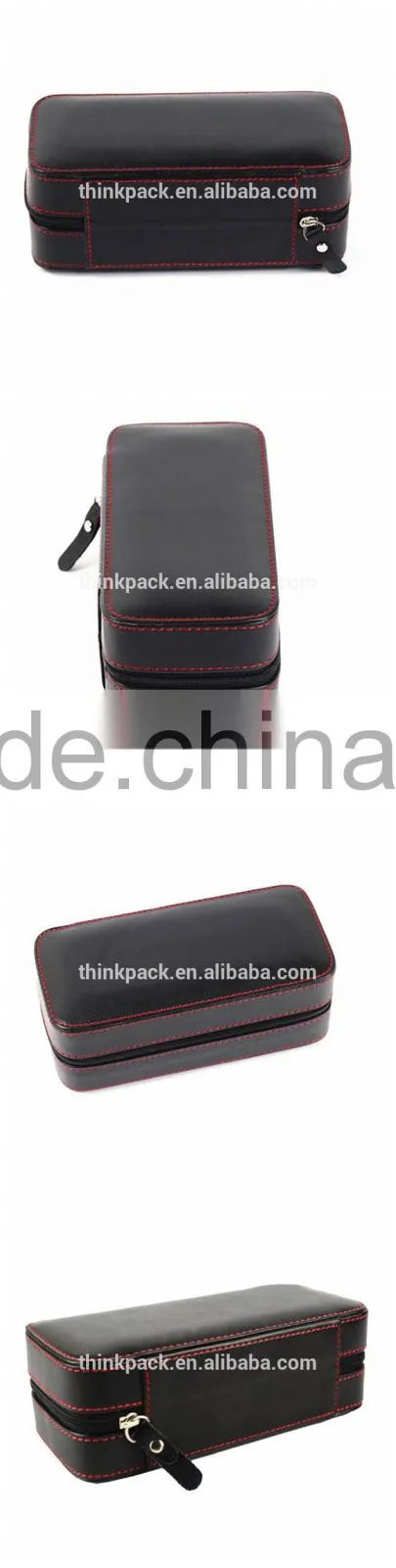Hangzhou Manufacturer Custom 8 Slot Black Leather Watch Storage Box With Zipper