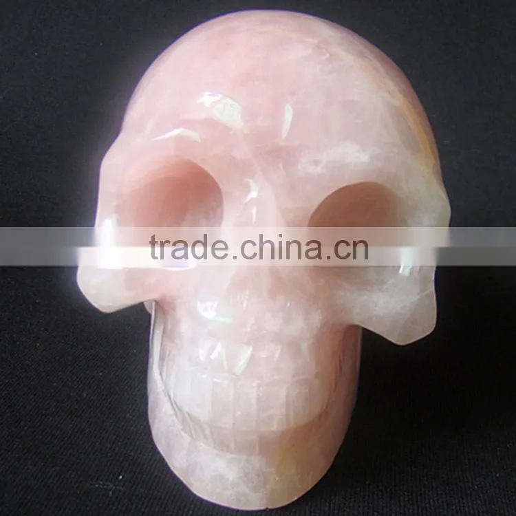 Wholesale big size 5" rose quartz skull carving