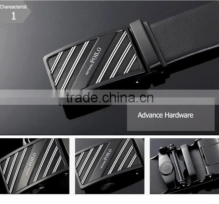 Latest men's fashion black embossed leather belt custom belt for wholesale