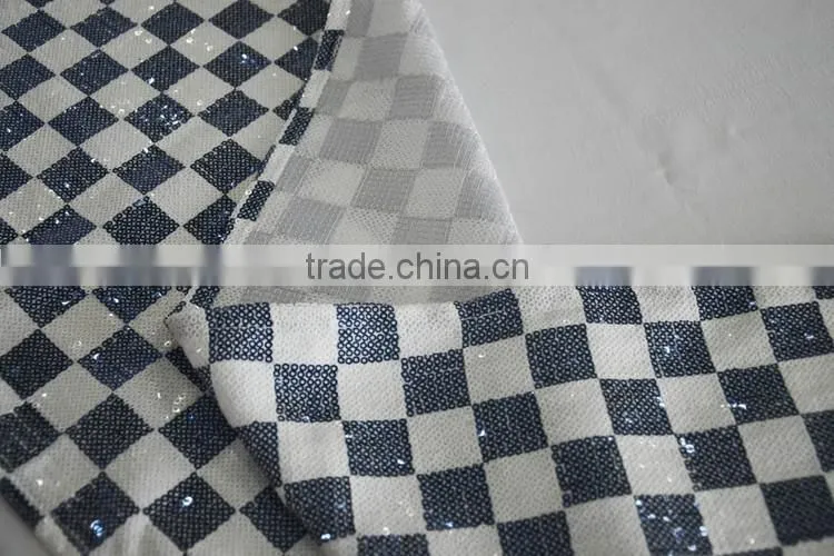 13"*108" blue plaid sequin wedding table runner