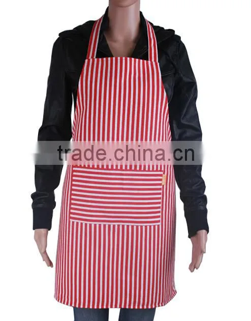 Red stripe men women waitress Kitchen Craft Cooking Apron Bib with pocket