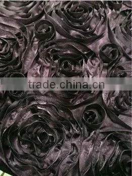 Gorgeous floral patterns table cloth for wedding, satin rosette table cloth