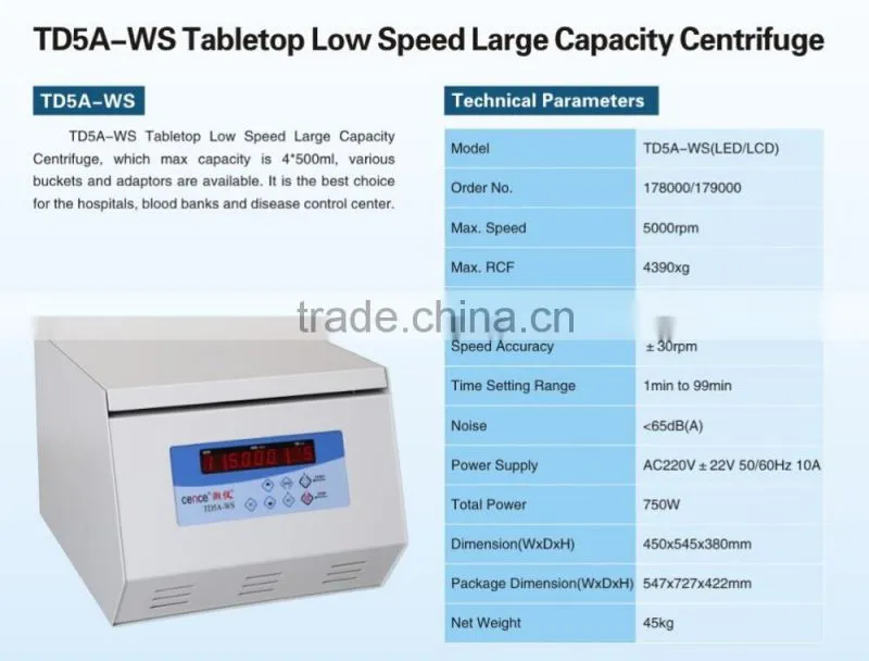 TD5A-WS Low-speed Large-capacity Centrifuge