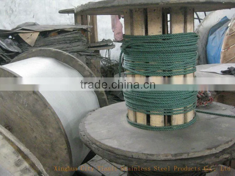 PVC coated Galvanized 1x7,7x7,1x19,6x36,7x19,1x37,7x37 steel wire rope With Dia 2mm,6mm,8mm,10mm,12mm