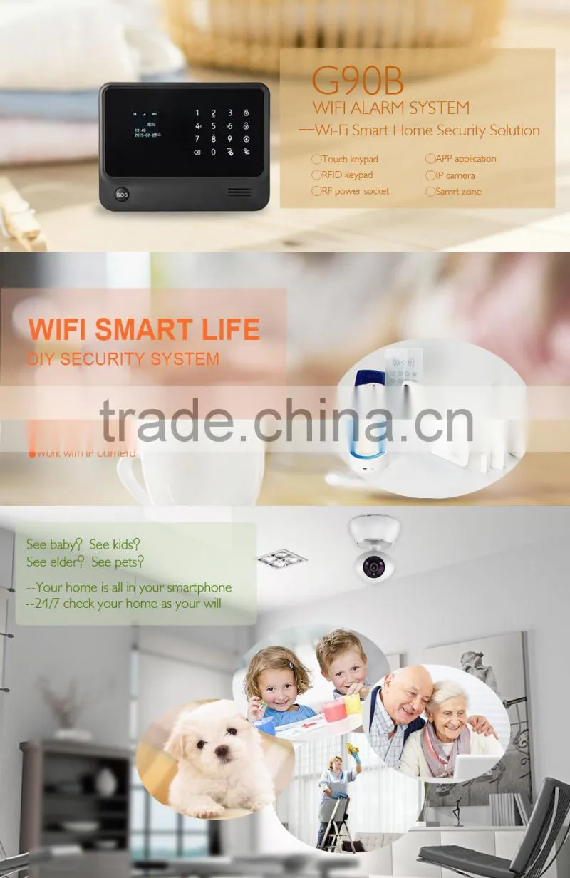 G90B security home alarm system with wifi gsm gprs 3 network control support 100 sensors easy control in APP