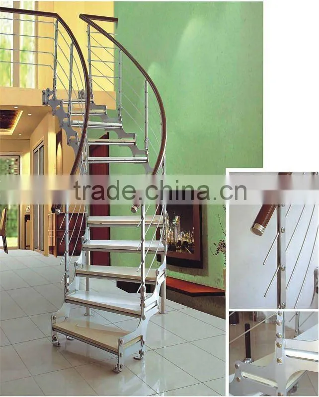 YD-9002stainless steel wood staircase