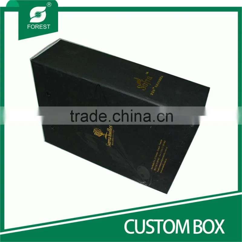 BLACK VARNISHED CARDBOARD CUSTOM BOX FOR PACKING OLIVE OIL