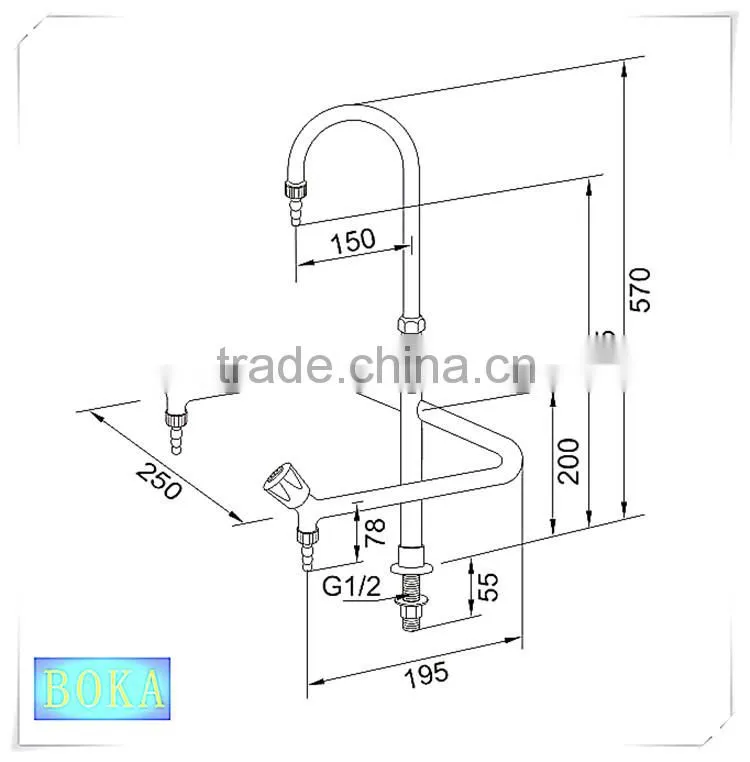 stainless steel benchtop triple outlet lab faucet