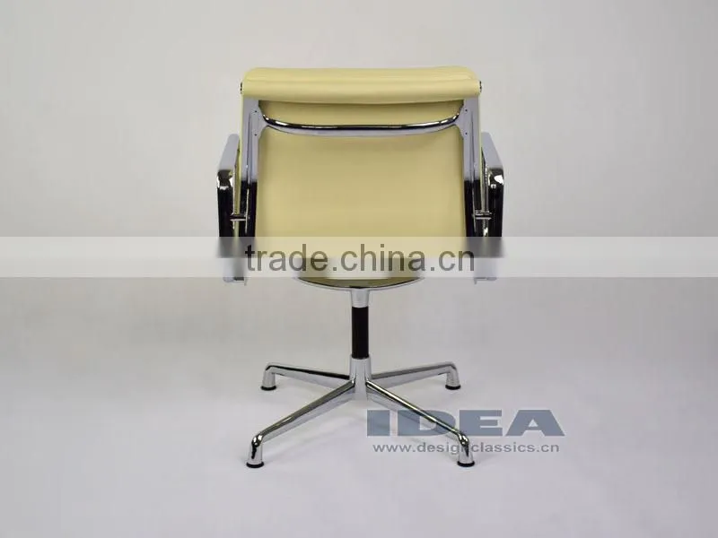 Replica Charles Low Back Soft Pad Meeting Chair - Cream White Color Genuine Leather