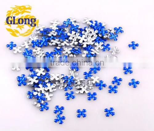 10*10mm Hot Fix Iron-on Nailhead Cross The Flower Shape Aluminum DIY Accessories For Bag Shoe Garment #GT099-10P(Mix-s)