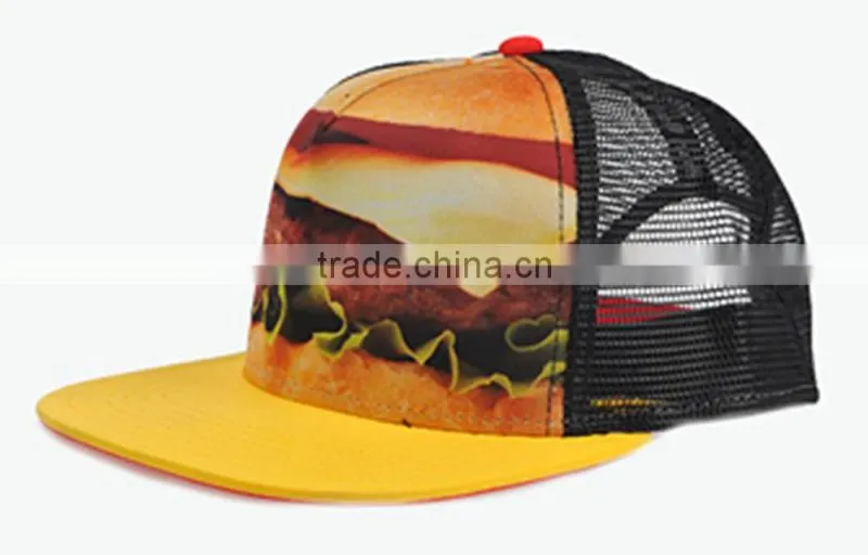 5panel foam and mesh sublimation print baseball caps in trucket hats
