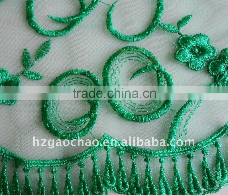 Multicolourful mesh embroidery lace fabric