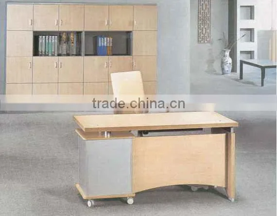 Factory price wooden computer desk with bookshelf