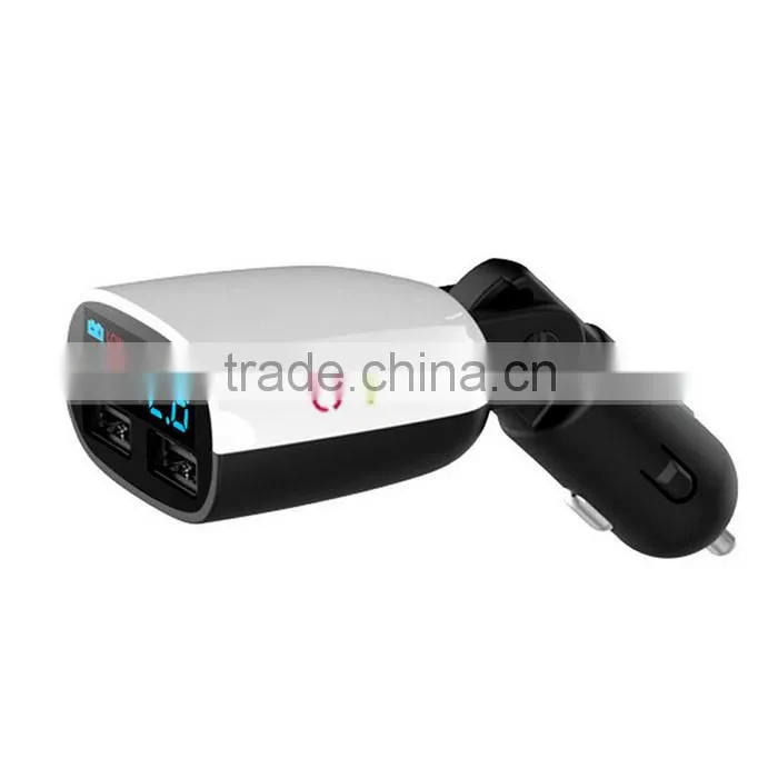 Dual LED Display USB Car Charger For Samsung Galaxy S6 Note 5 4 iPhone HTC White