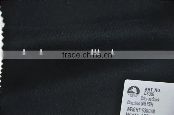 Wholesale wool 50 poly 50 twill weave woolen fabric for coats