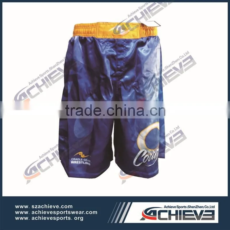 Sublimation printing high quality compression wrestling uniform, MMA short for men