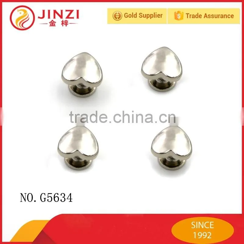 Heart shaped metal rivet button for shoes/handbag/leather bag