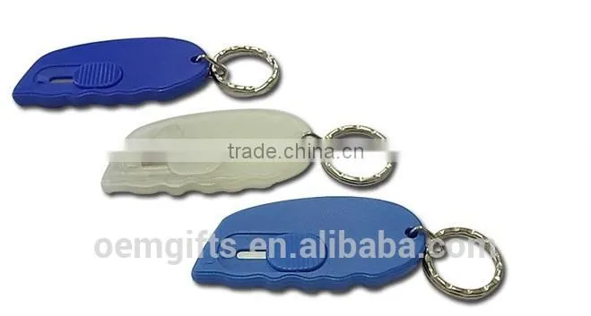 Mini Plastic Oval Retractable Cutter With Key Ring