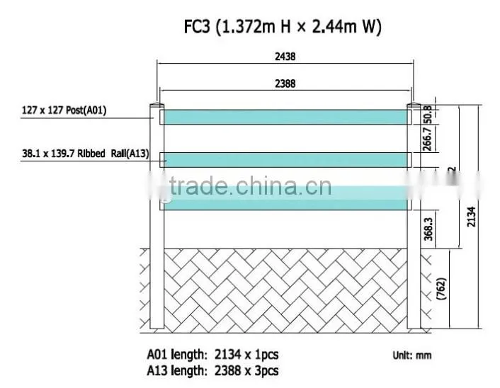 Plastic vinyl horse fence PVC fencing for sale