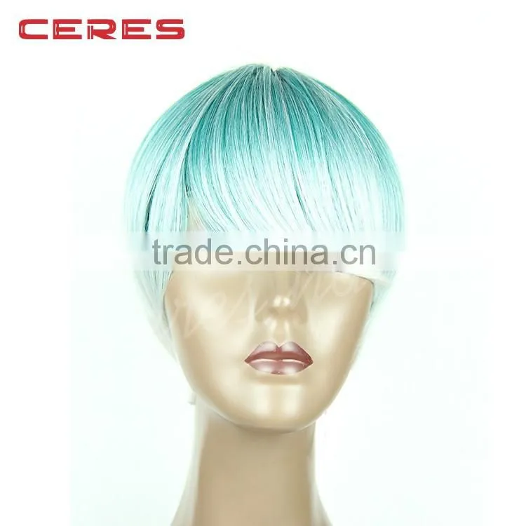 Ombre wig green blond short cut wig machine made hot style wig for christmas party