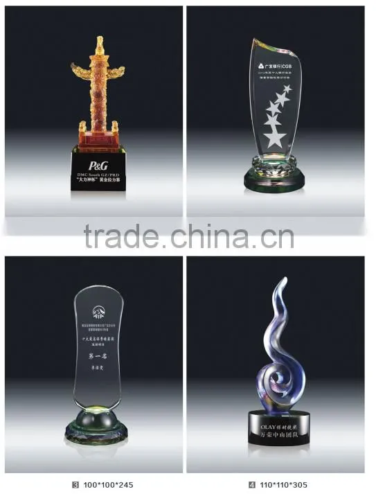 glass art crystal trophy