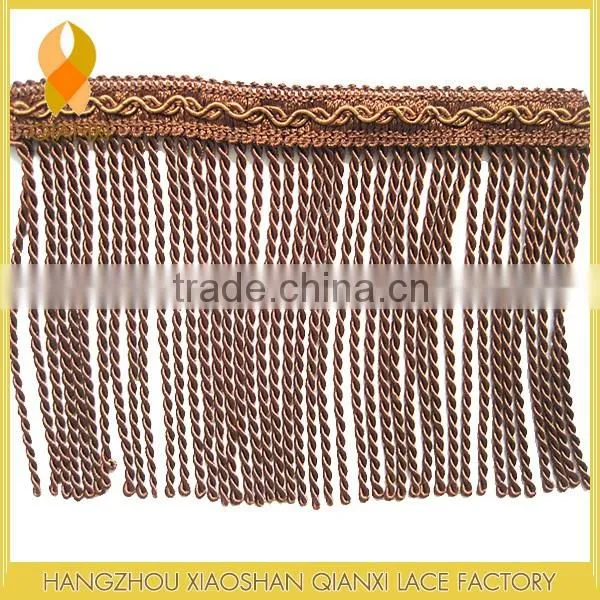 4 INCH RAYON BROWN BULLION FRINGE FOR SOFA