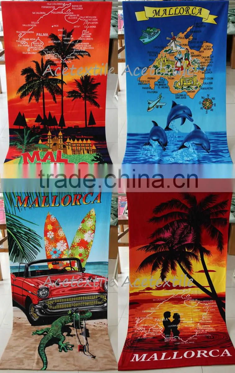2016 wholesale cheaper purple pineapple printed cotton swim beach towel
