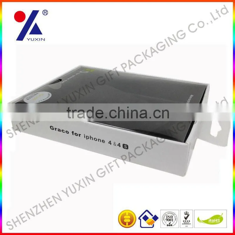 hot sell top quality hard paper gift box with clear window for iphone case/ ipad case packaging box factory price/free sample