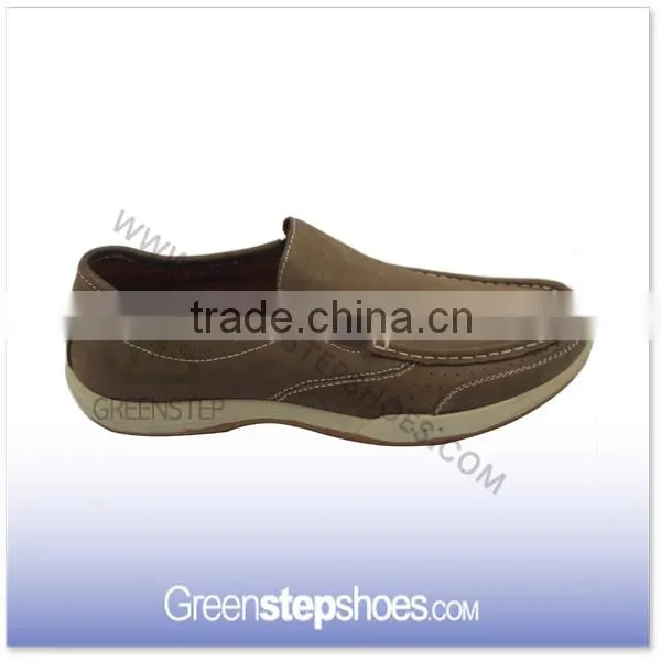 Men Genuine Leather Moccasin Loafer Shoe Brown