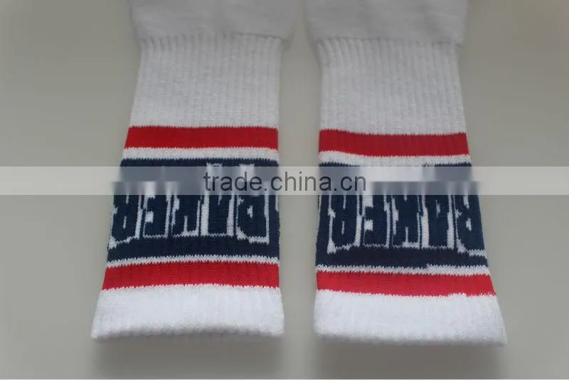 White Custom Logo Adult Men Terry Sole Rubber Socks