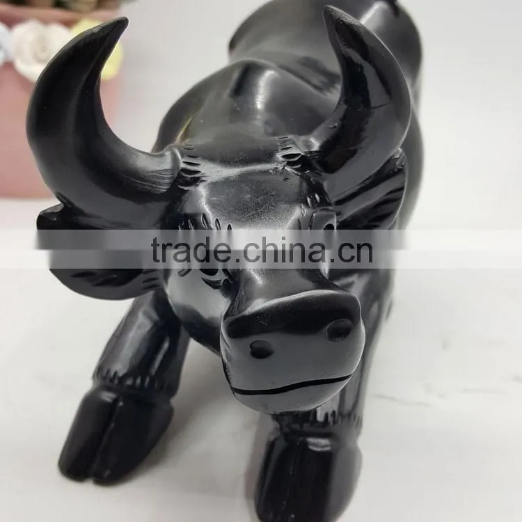 Obsidian bull sculpture Chinese zodiac animal carvings