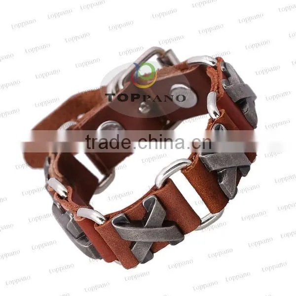 new fashion vintage genuine leather bracelet punk style fashion alloy rivet leather bracelet