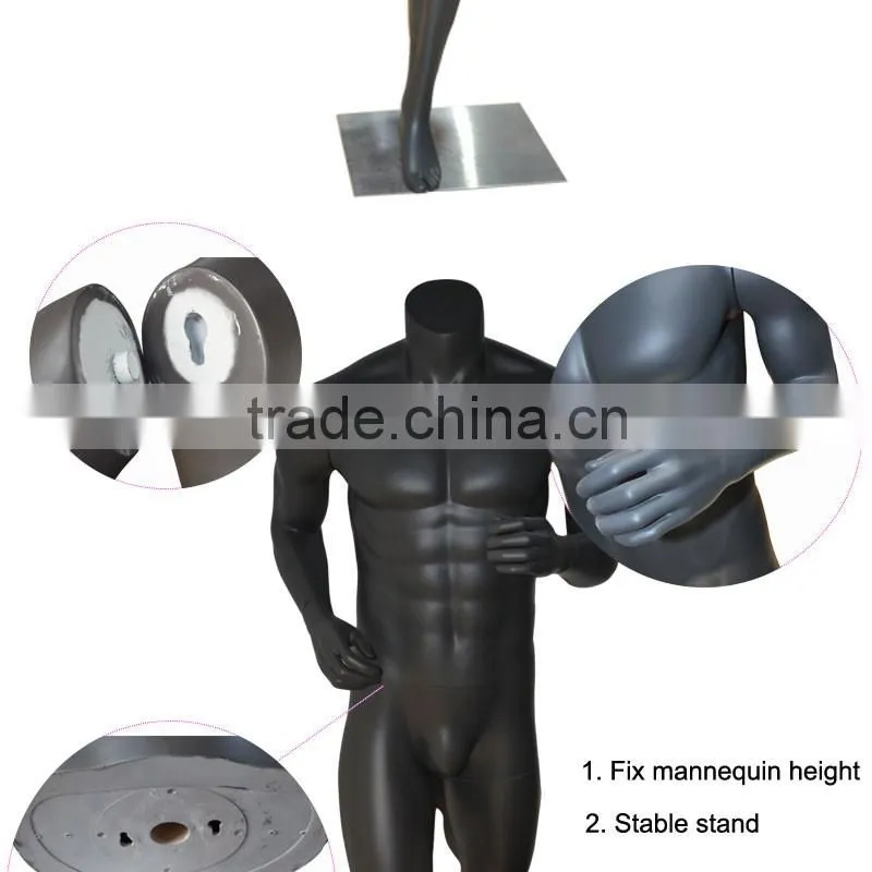 Black Matte Muscle Fiberglass Stand Mannequin Sport For Sportwear Display