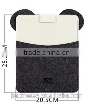 FASHION new arrive BUBM Black Color 9.7 inch Wool Felt Tablet Case Cute Cartoon Panda Bag