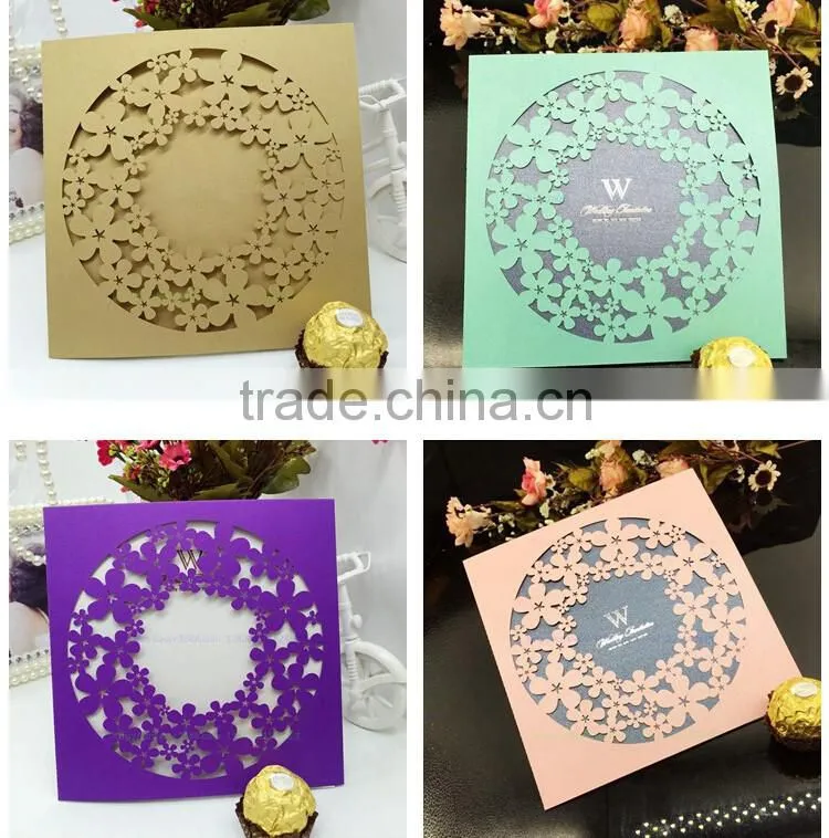 2016 hot sale Quality Free Design Custom Laser Cut inexpensive Wedding Invitation Card