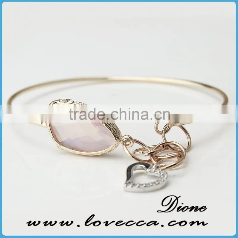 New Summer Fashion Rhinestone Glass Beads Charm Bracelet Copper Brass Bangle