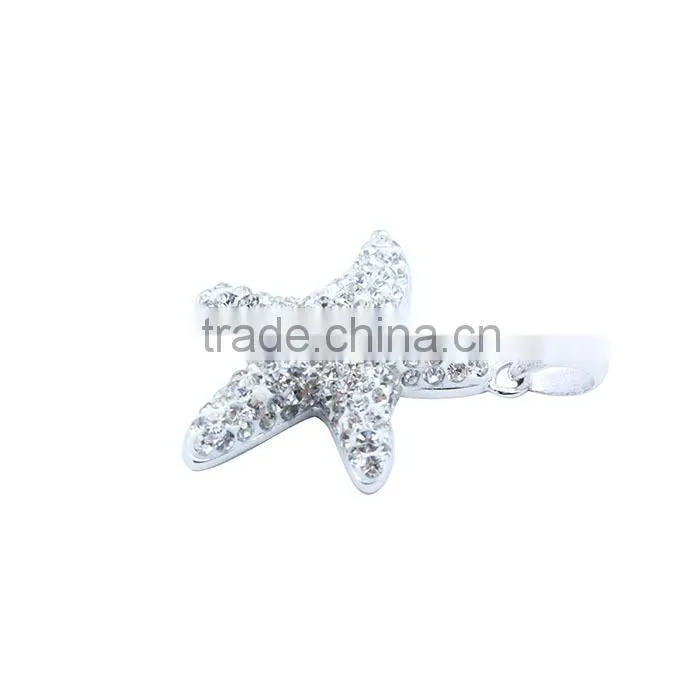 shiny silver pedant CZ jewelry starfish pendant