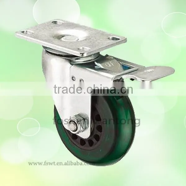 4 Inch Green PVC Wheel Top Plate Small Caster For Furniture
