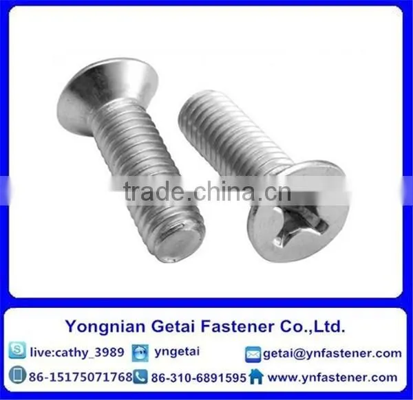 Flat countersunk head square neck bolts with black /yellow zinc plated/blue white